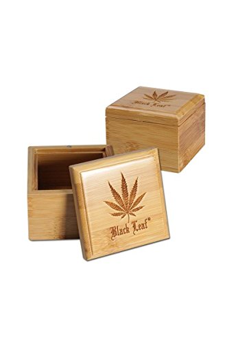 Black Leaf Aufbewahrungsbox aus Bambus mit 'Leaf' Motiv