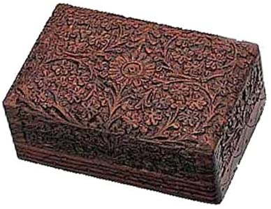 Wooden box for storing jewellery & small parts with floral carvings