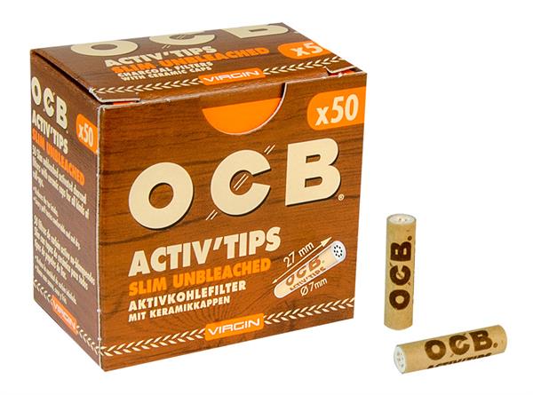 OCB Activ Tips Slim Unbleached Aktivkohlefilter ø7mm