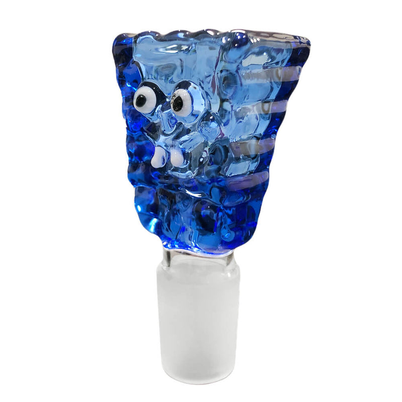 Steckkopf aus Borosilikatglas in 18,8 - Schwamm - blau mit Siebe
