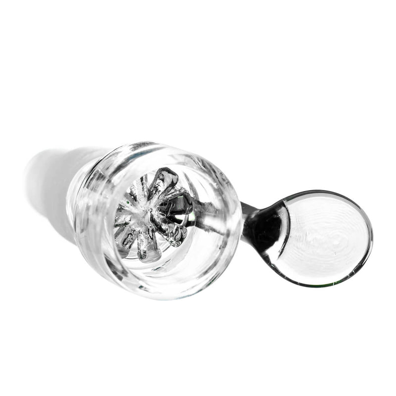 Steckkopf aus Borosilikatglas in 14,5er & 18,8er Schliff, Griff klar mit Glas Sieb