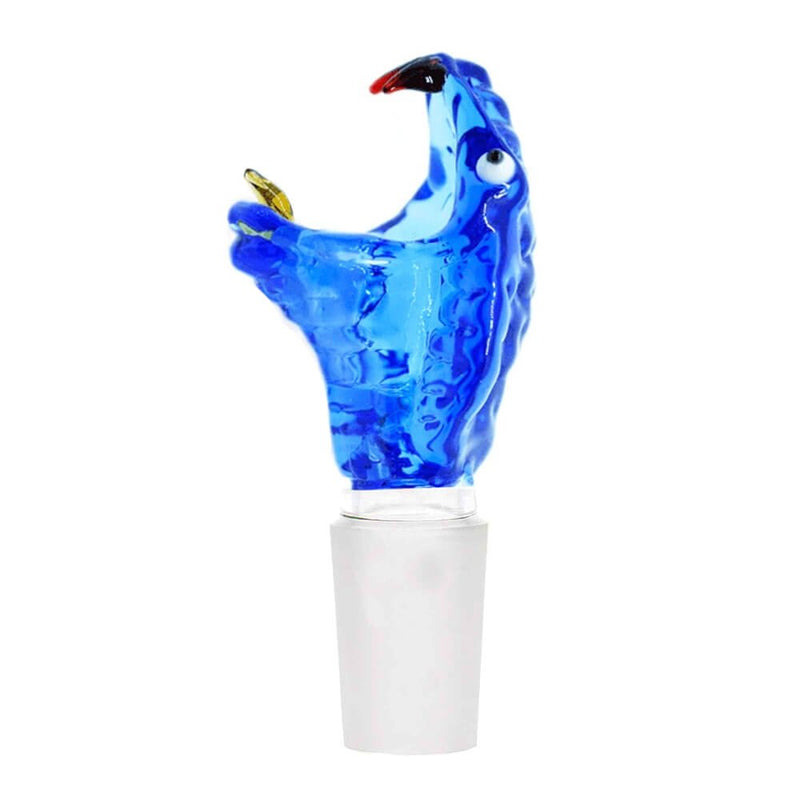 Steckkopf aus Borosilikatglas in 18,8 - Schlange - blau mit Siebe