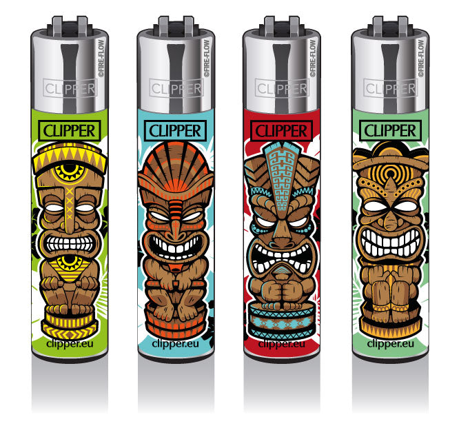 Clipper Feuerzeug Edition Tikal Maske 4 Verschiedene Motive Comic Set