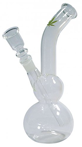 Glasbong aus Borosilikatglas mit Doppel-Bowl - Höhe: 21cm, Schliff 14,5er