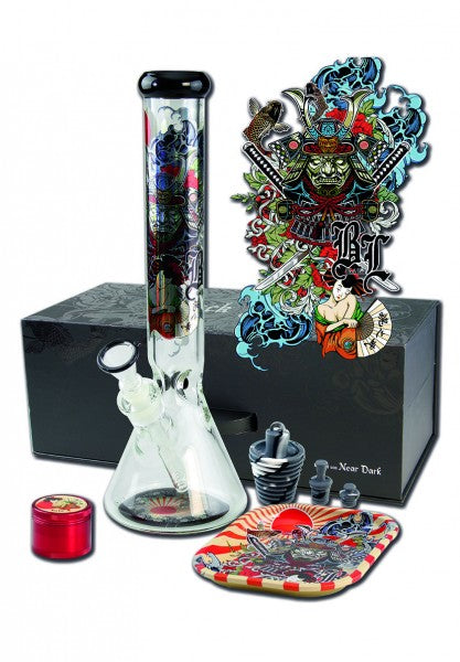 Bong-Set Geisha, Kofferbong, 40 cm höhe Schliff 18.8 auf 14.5
