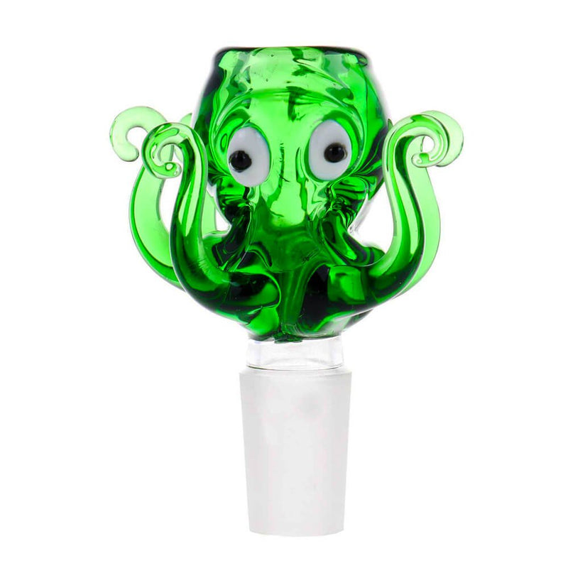 Steckkopf aus Borosilikatglas in 14,5 - Octopus - grün mit Siebe