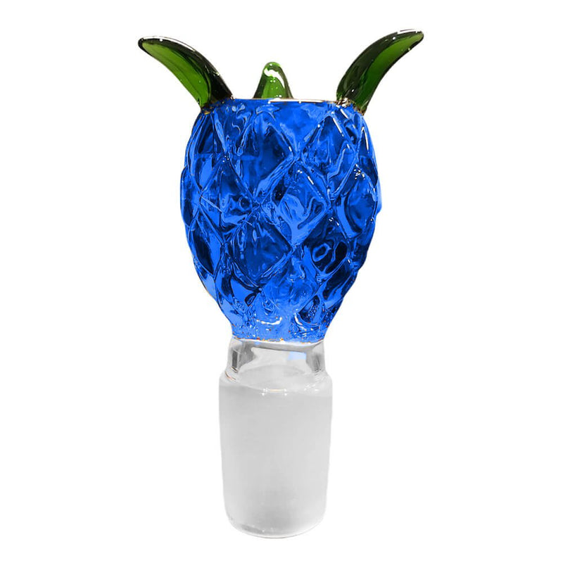 Steckkopf aus Borosilikatglas in 18,8 - Ananas - blau mit Siebe