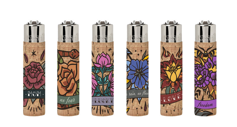 Clipper Feuerzeug - Edition Natural Cork Covers - Serie Dead Flowers - Set