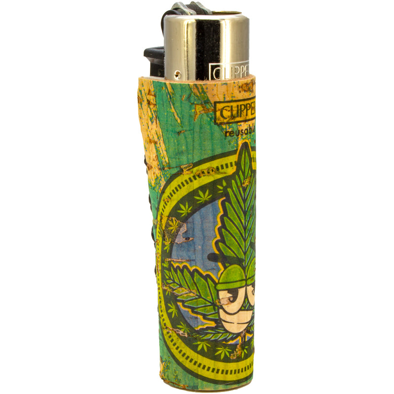 Clipper Feuerzeug - Edition Natural Cork Covers - Serie Leaves - Green Leaf
