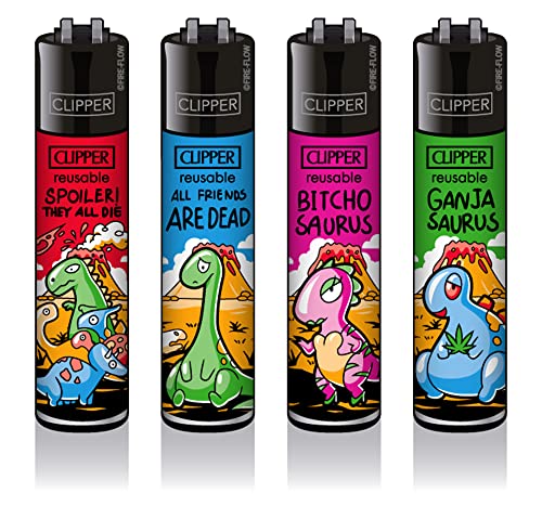 Clipper Feuerzeug Edition Dinosaurier Comic Set