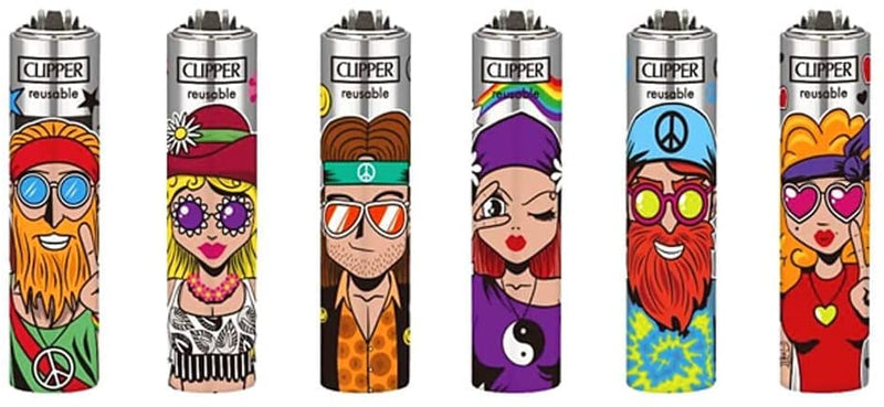Clipper Feuerzeug - Edition Metal Cover Mini 6er Set - Hippie