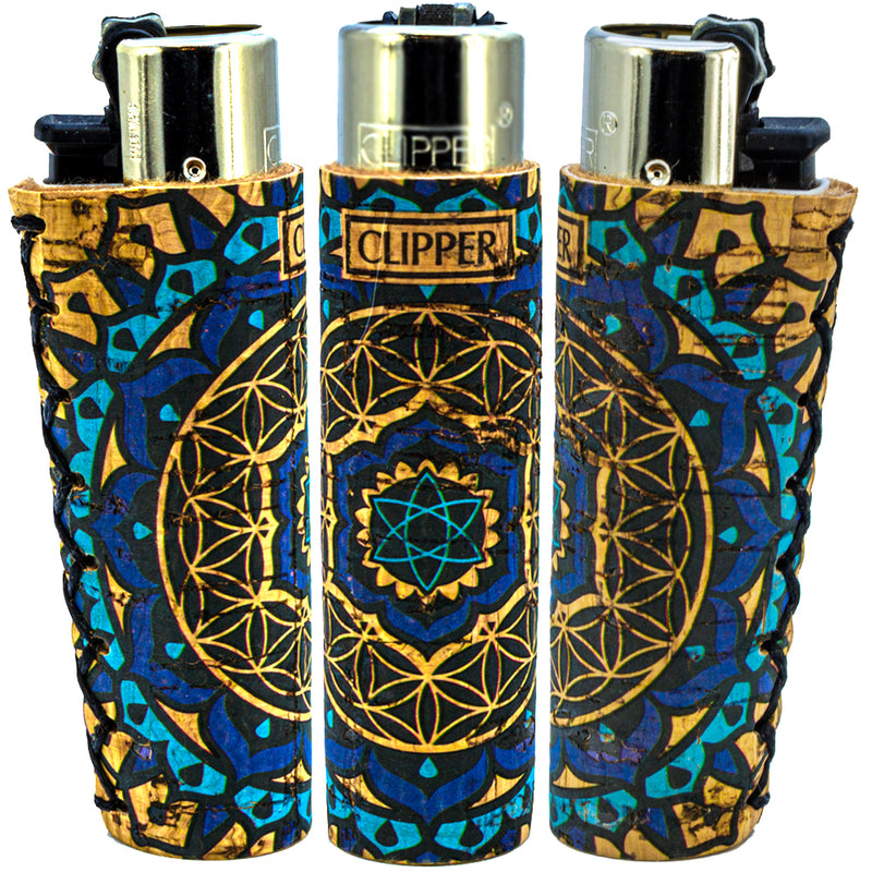Clipper Feuerzeug - Edition Natural Cork Covers - Serie Mandala - Blue Galaxy