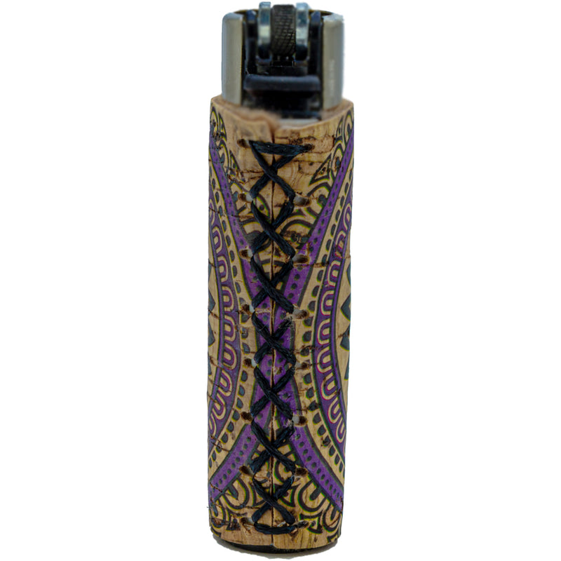 Clipper Feuerzeug - Edition Natural Cork Covers - Serie Mandala - Purple Leaf