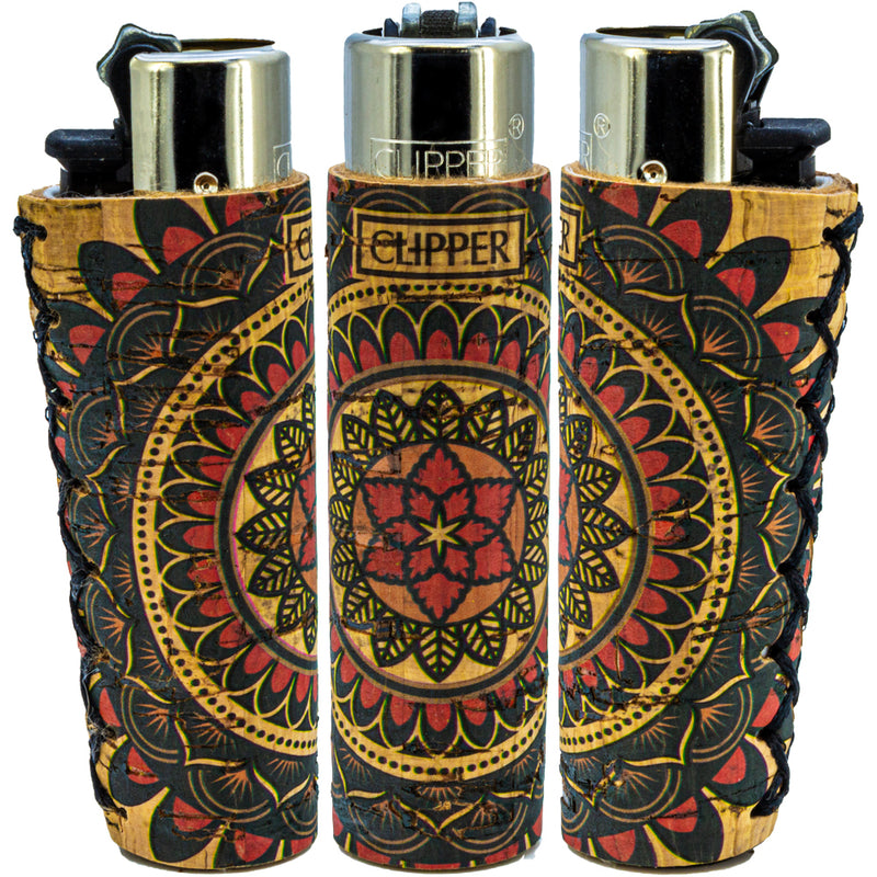 Clipper Feuerzeug - Edition Natural Cork Covers - Serie Mandala - Red Flower