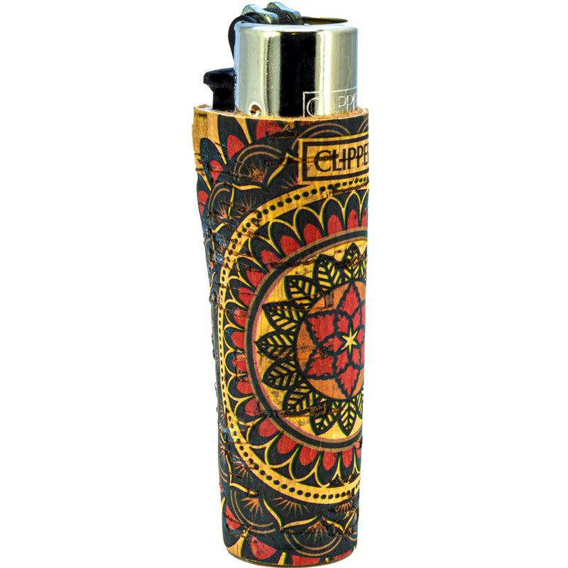 Clipper Feuerzeug - Edition Natural Cork Covers - Serie Mandala - Red Flower