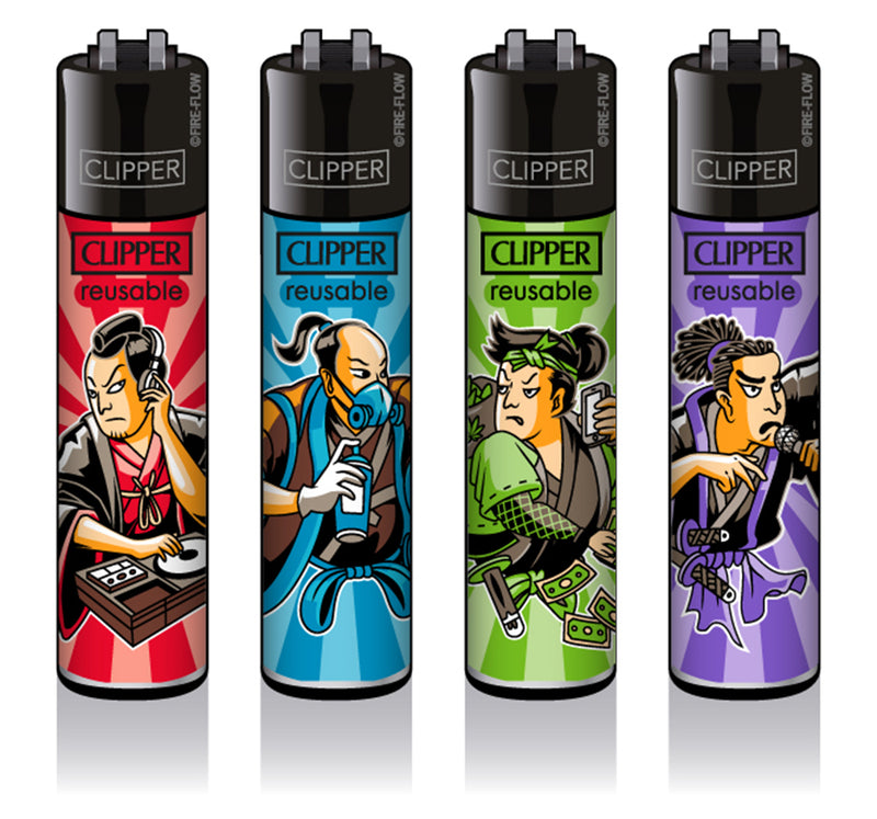 Clipper Feuerzeug Edition Urban Samurai 4 Verschiedene Motive Set