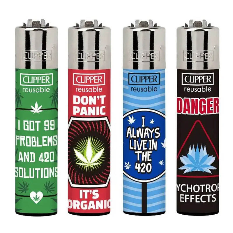 Clipper Feuerzeug Edition Weed Warning 4 Verschiedene Motive  420