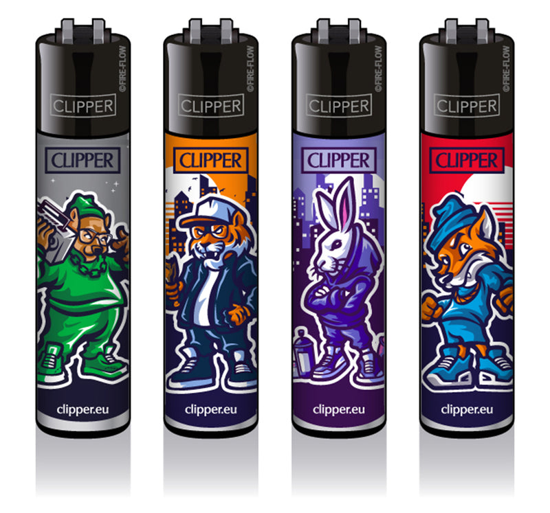 Clipper Feuerzeug - Edition Ghetto Animals - 4 Verschiedene Motive - 4 Set