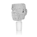 Steckkopf aus Borosilikatglas in 14,5er Schliff, Angry Soldier transparent mit Einlegesiebe