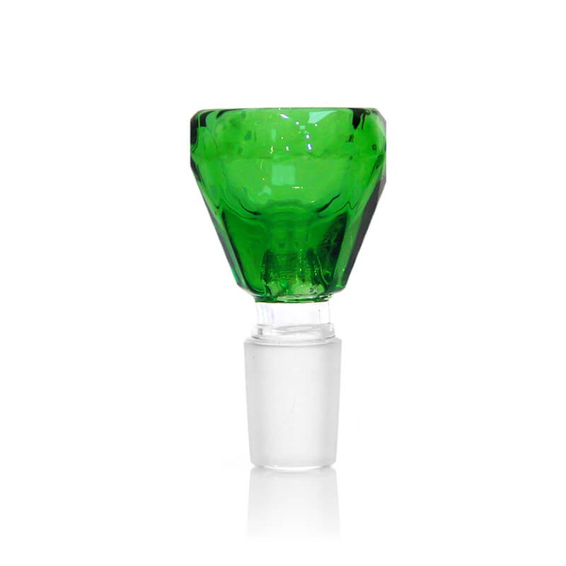 Steckkopf aus Borosilikatglas in 14,5er Schliff, Diamand grün mit Einlegesiebe