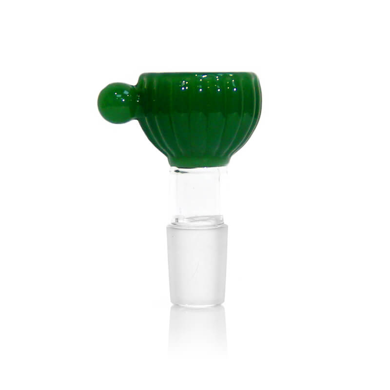 Steckkopf aus Borosilikatglas in 14,5er Schliff,  grün mit Einlegesiebe