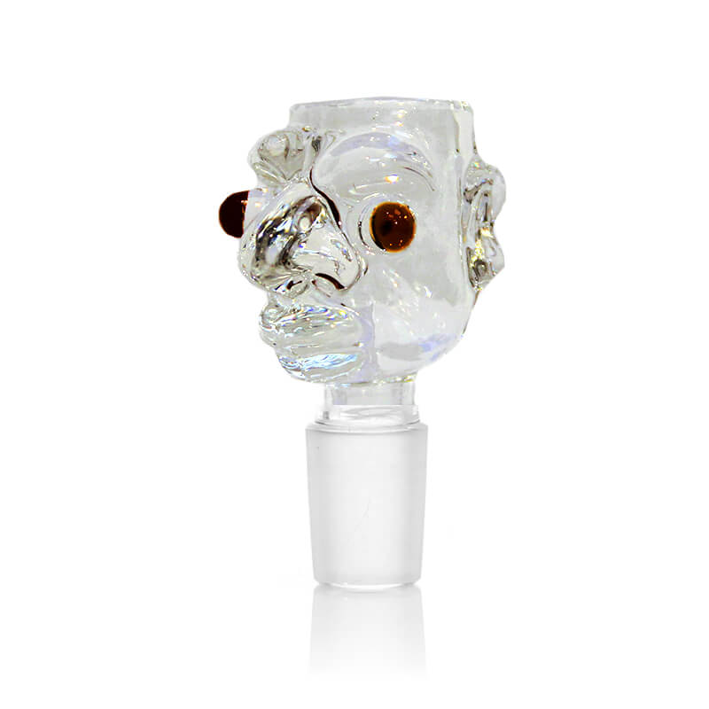 Steckkopf aus Borosilikatglas in 14,5er Schliff, Monster transparent mit Einlegesiebe