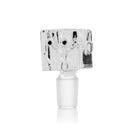 Steckkopf aus Borosilikatglas in 14,5er Schliff, Würfel Buddy transparent mit Einlegesiebe