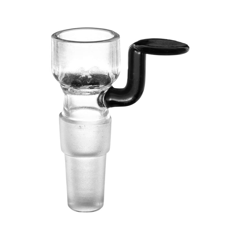 Steckkopf aus Borosilikatglas in 14,5er & 18,8er Schliff, Griff schwarz mit Glas Sieb