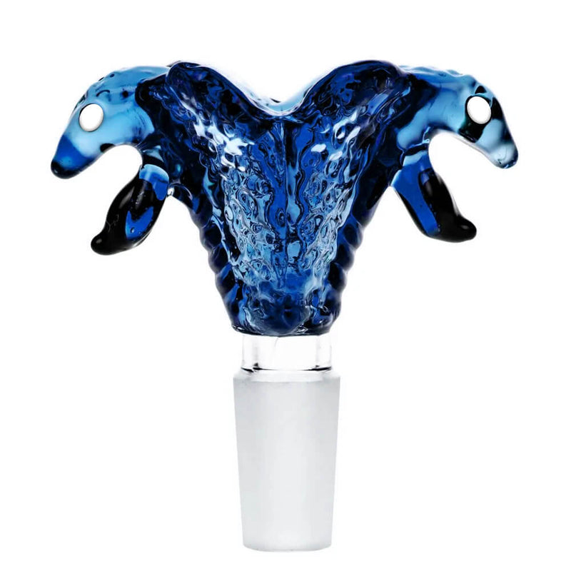 Steckkopf aus Borosilikatglas in 18.8 Double Snake blau