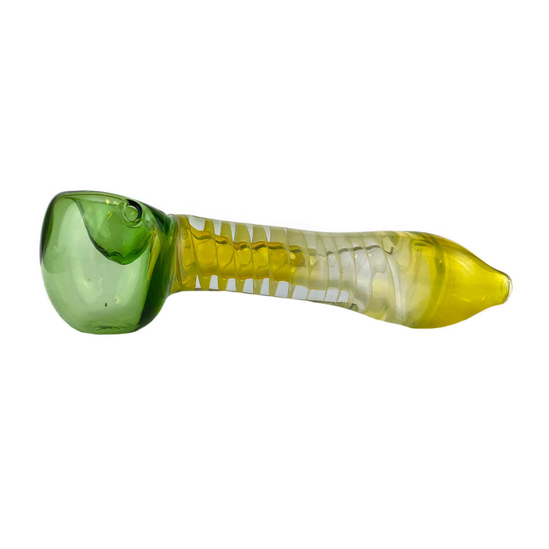 Handpfeife aus Glas | Jungle Spirit Pipe | Mit Kickloch & Siebe L. 130 mm Purpfeife