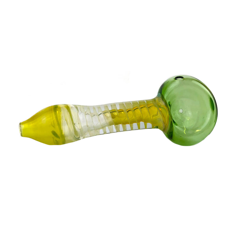 Handpfeife aus Glas | Jungle Spirit Pipe | Mit Kickloch & Siebe L. 130 mm Purpfeife