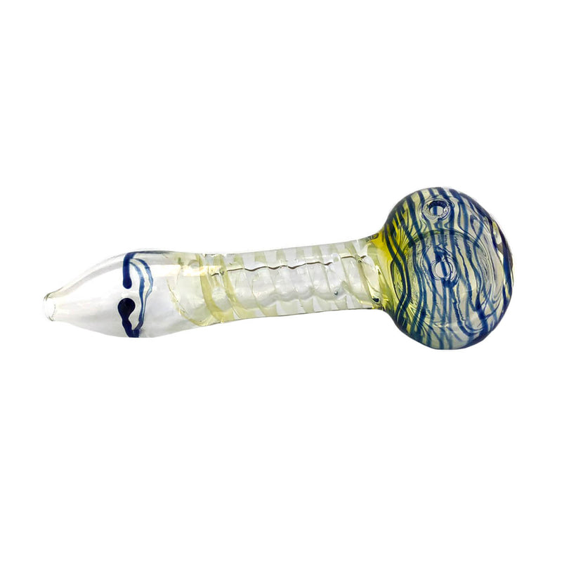Pfeife aus Glas | Blue Tornado | Mit Kickloch & Siebe L. 130 mm Handpfeife Pur