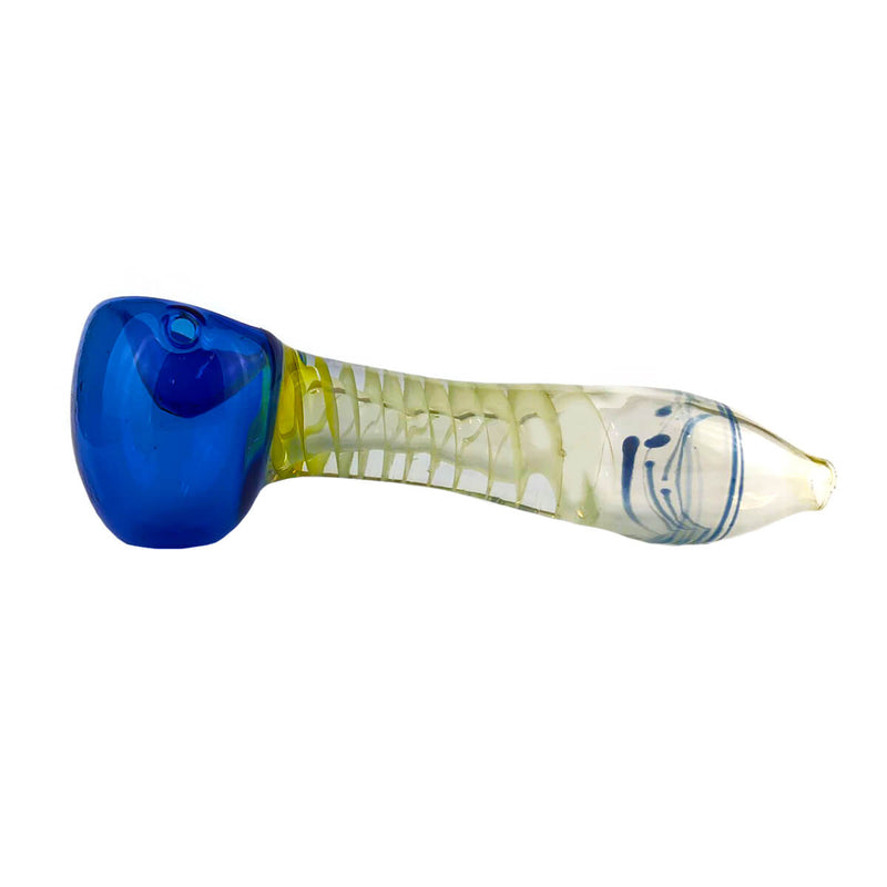 Glaspfeife | Deep Blue Twist | Mit Kickloch & Siebe L. 130 mm Handpfeife