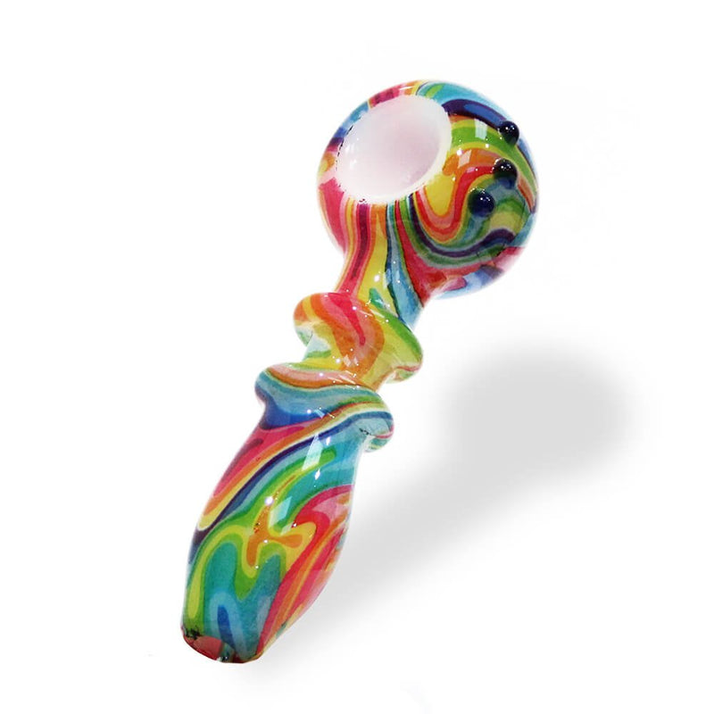 Glaspfeife | Fluid Colors Hippie | Mit Kickloch & Siebe L. 130 mm Handpfeife