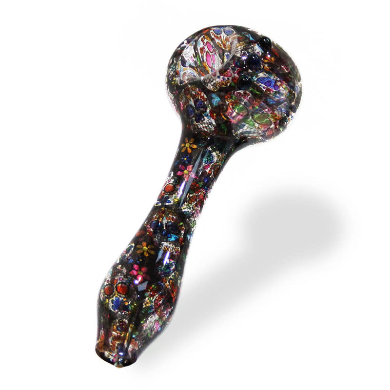 Pfeife aus Glas | Mexican Skull Pipe | Mit Kickloch & Siebe L. 130 mm Handpfeife