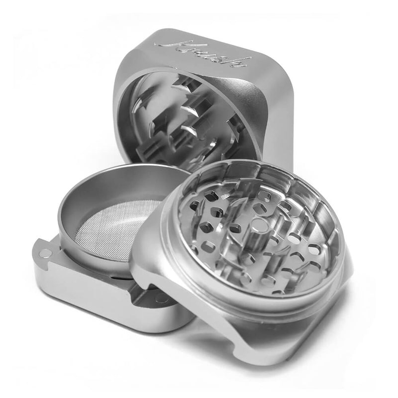Krush Kube 3.0 | Spezial Grinder aus Kanada | 3 - Teilig aus Aluminium | 55 mm Silber