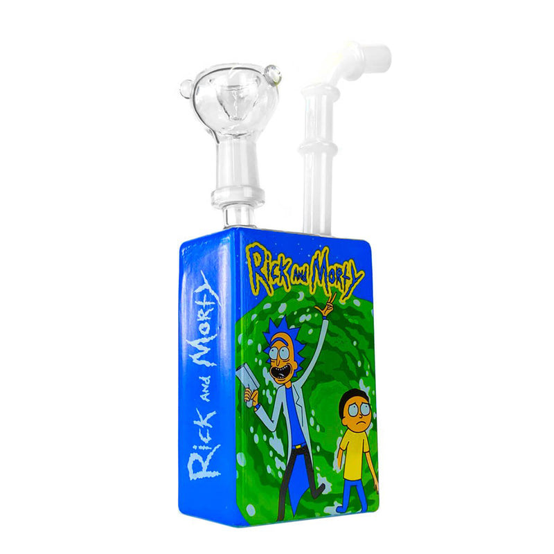 Juice Glass Bong Cartoon Characters Rick and Morty H. 19cm - Glaspfeife mit Siebe